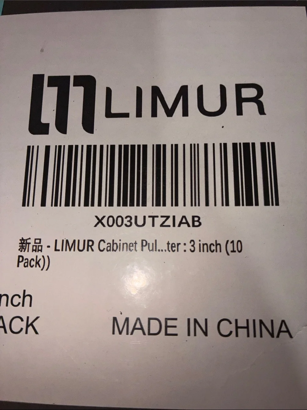 NWT LIMUR Matte Black Cabinet Pulls - 3 inch (10 Pack)